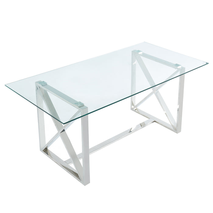 Worldwide Home Furnishings Lorenzo-Dining Table-Silver Rectangular Dining Table 201-521CH