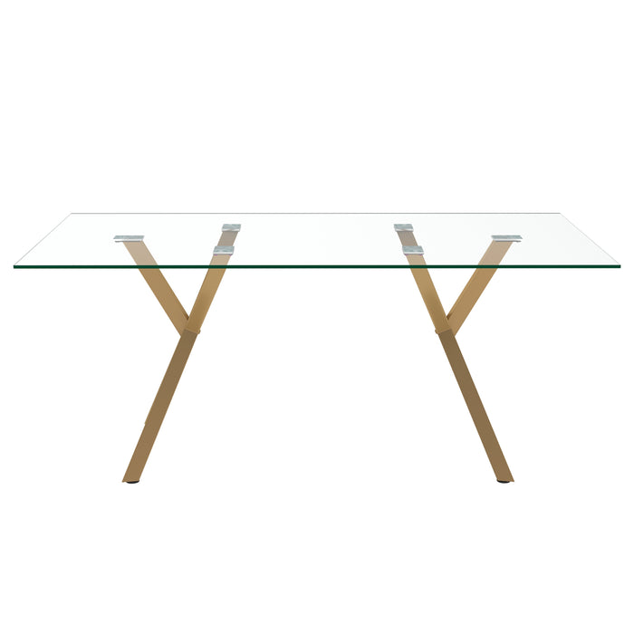 Worldwide Home Furnishings Stark-Dining Table-Aged Gold Rectangular Dining Table 201-535GL