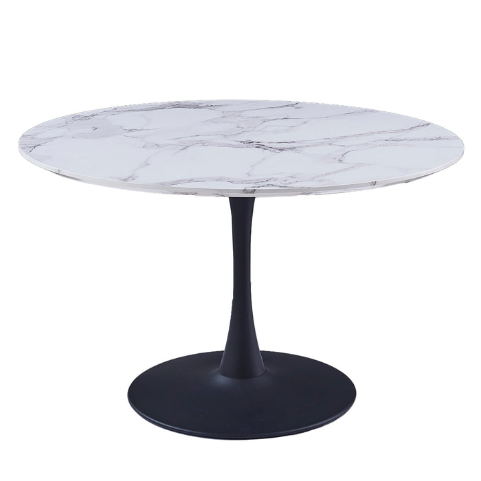 Worldwide Home Furnishings Zilo-Dining Table Large-Black 48" Round Pedestal Dining Table 201-671BK_L