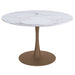 Worldwide Home Furnishings Zilo-Dining Table Large-Aged Gold 48" Round Pedestal Dining Table 201-671GD_L