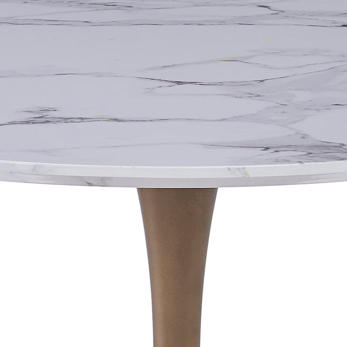 Worldwide Home Furnishings Zilo-Dining Table Small-Aged Gold 40" Round Pedestal Dining Table 201-671GD_S