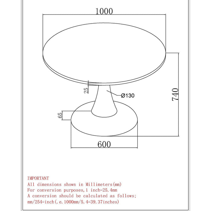 Worldwide Home Furnishings Zilo-Dining Table Small-Aged Gold 40" Round Pedestal Dining Table 201-671GD_S