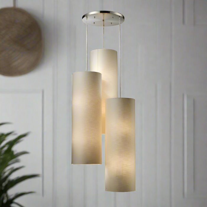 Elk Lighting Fabric Cylinders Satin Nickel Configurable Multi Pendant