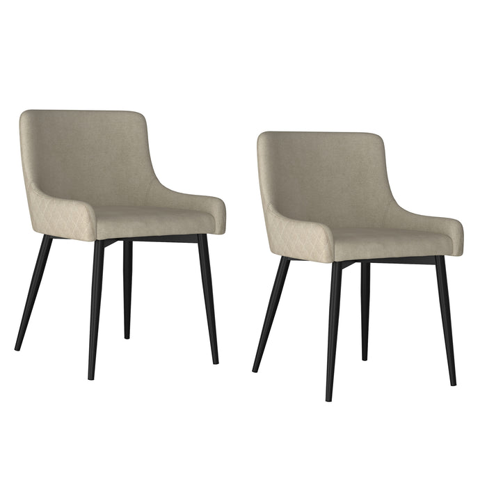 Worldwide Home Furnishings Bianca-Side Chair-Beige/Black Leg Side Chair, Set Of 2 202-086BG/BK