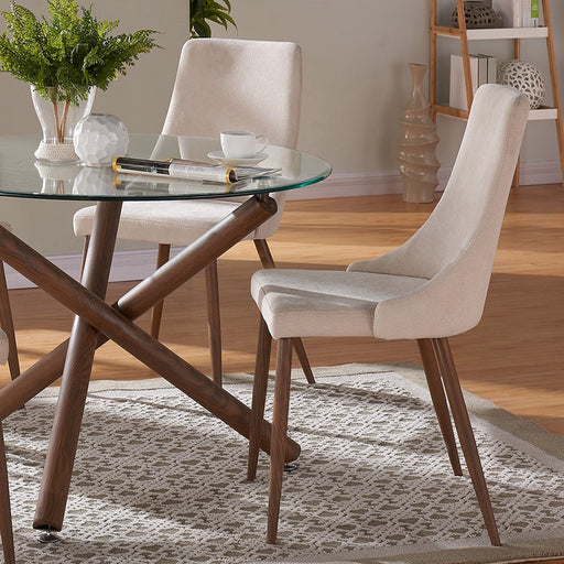 Worldwide Home Furnishings Cora-Side Chair Fabric-Beige Side Chair, Fabric, Set Of 2 202-182BG