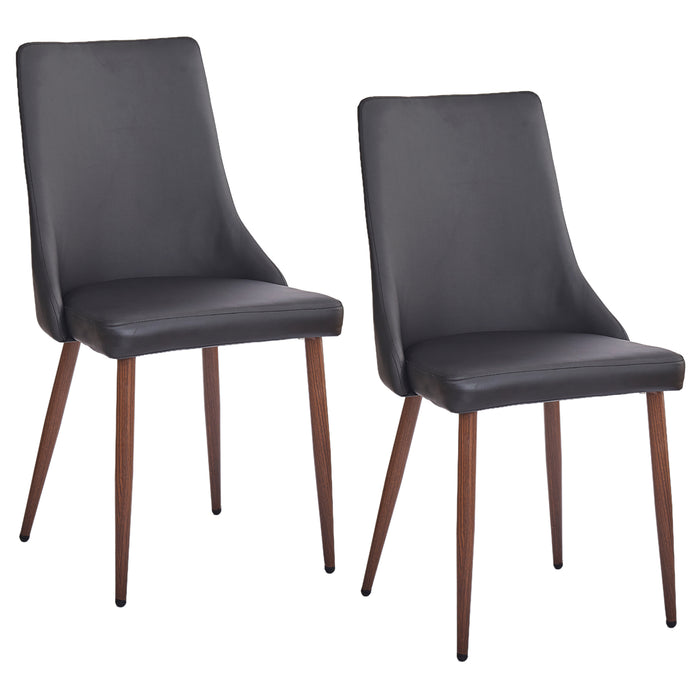 Worldwide Home Furnishings Cora-Side Chair Pu-Black Side Chair, Faux Leather, Set Of 2 202-182PUBK