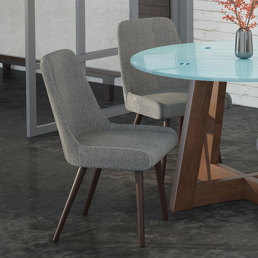 Worldwide Home Furnishings Mia-Side Chair-Dark Grey/Walnut Leg Side Chair, Set Of 2 202-247WL/DG