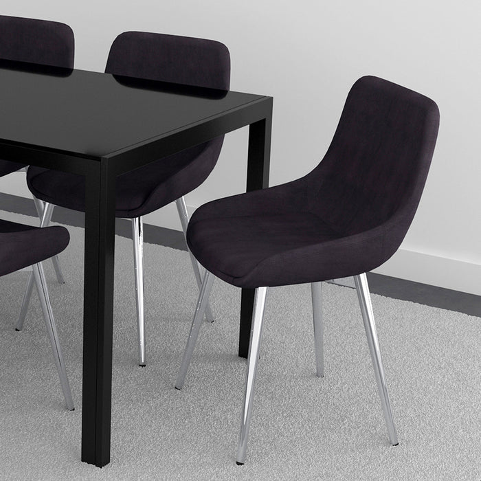 Worldwide Home Furnishings Cassidy-Side Chair Velvet-Black Side Chair, Velvet, Set Of 2 202-330BK