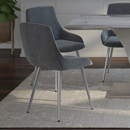 Worldwide Home Furnishings Cassidy-Side Chair Velvet-Grey Side Chair, Velvet, Set Of 2 202-330VLG