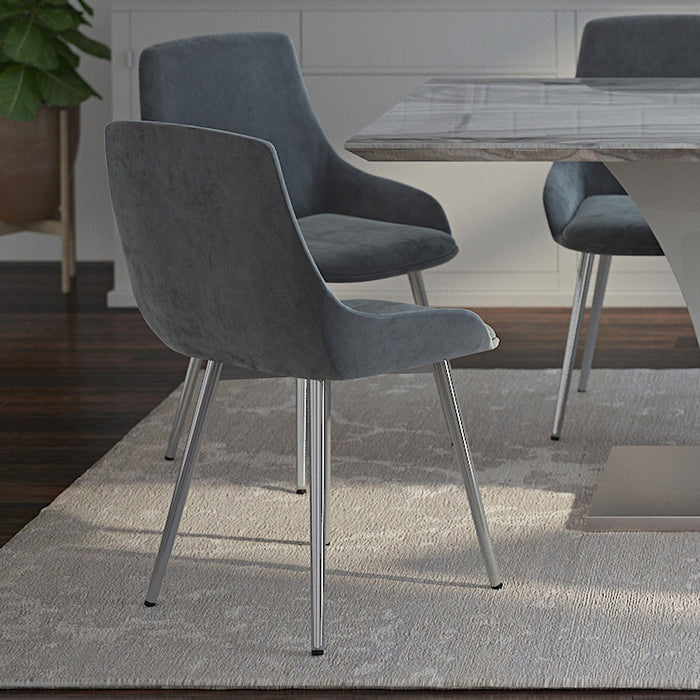 Worldwide Home Furnishings Cassidy-Side Chair Velvet-Grey Side Chair, Velvet, Set Of 2 202-330VLG