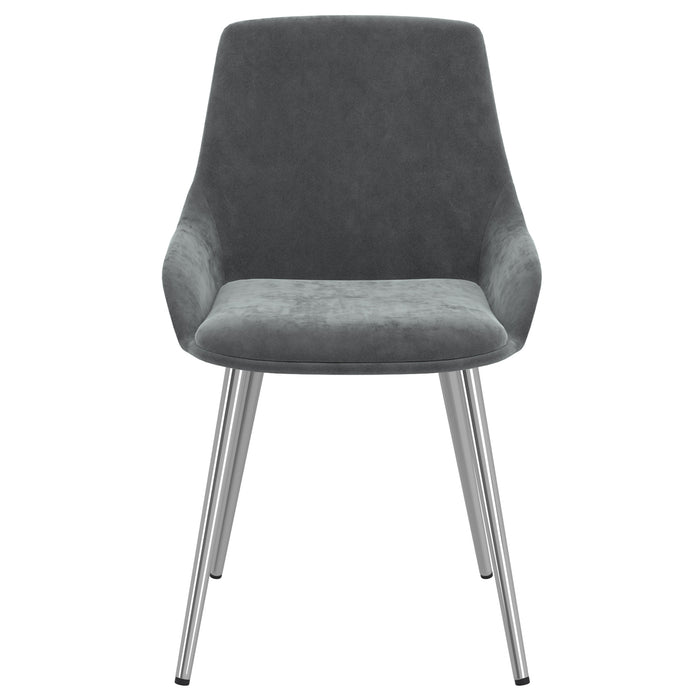 Worldwide Home Furnishings Cassidy-Side Chair Velvet-Grey Side Chair, Velvet, Set Of 2 202-330VLG