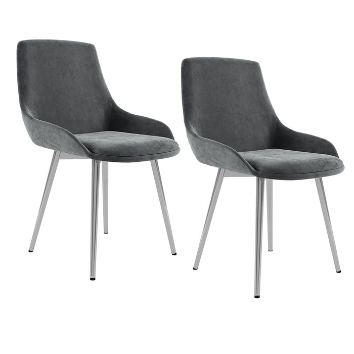 Worldwide Home Furnishings Cassidy-Side Chair Velvet-Grey Side Chair, Velvet, Set Of 2 202-330VLG