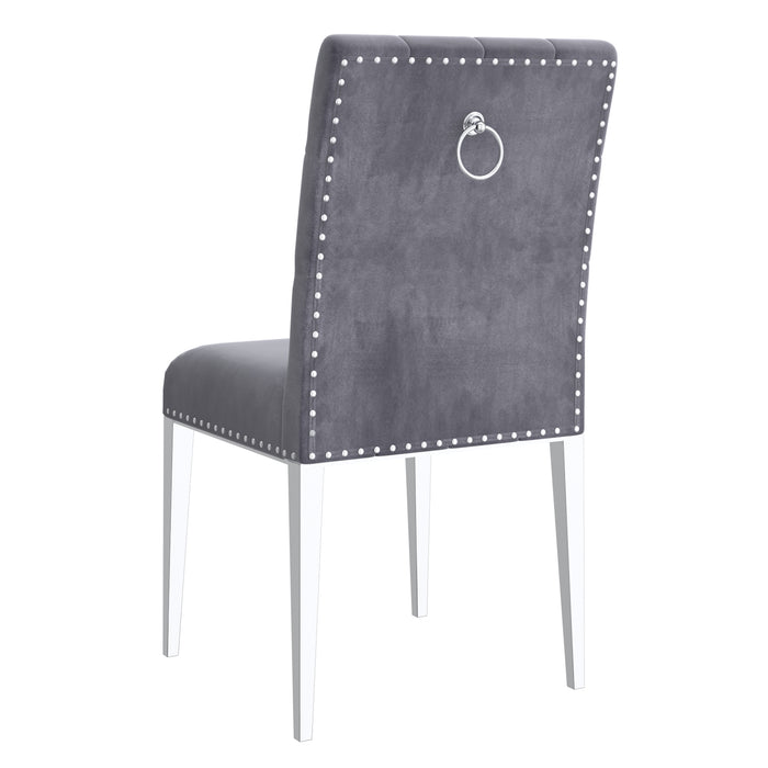 Worldwide Home Furnishings Azul-Side Chair-Grey/Silver Leg Side Chair, Set Of 2 202-600GY_CH
