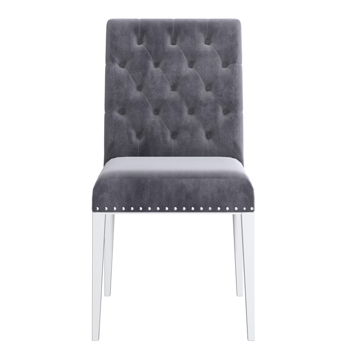 Worldwide Home Furnishings Azul-Side Chair-Grey/Silver Leg Side Chair, Set Of 2 202-600GY_CH