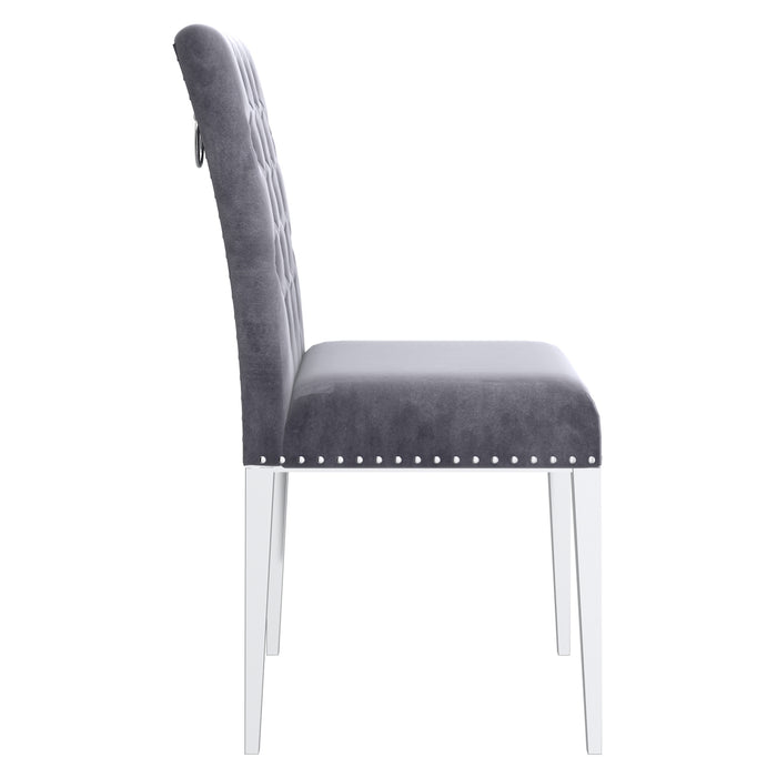 Worldwide Home Furnishings Azul-Side Chair-Grey/Silver Leg Side Chair, Set Of 2 202-600GY_CH