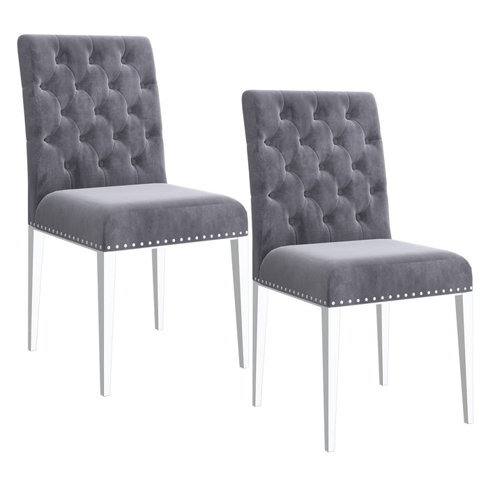 Worldwide Home Furnishings Azul-Side Chair-Grey/Silver Leg Side Chair, Set Of 2 202-600GY_CH