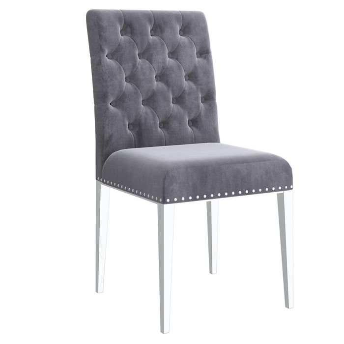 Worldwide Home Furnishings Azul-Side Chair-Grey/Silver Leg Side Chair, Set Of 2 202-600GY_CH