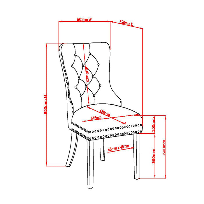 Worldwide Home Furnishings Hollis-Side Chair-Black Side Chair, Set Of 2 202-614BLK