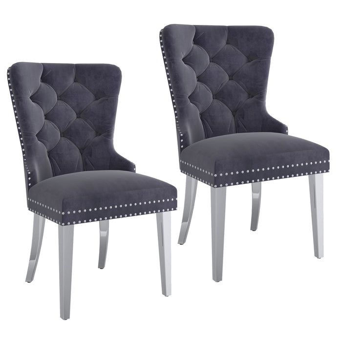 Worldwide Home Furnishings Hollis-Side Chair-Grey Side Chair, Set Of 2 202-614GRY