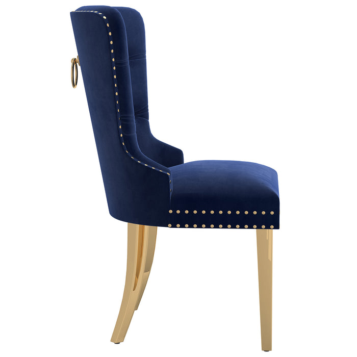Worldwide Home Furnishings Mizal-Side Chair-Navy Side Chair, Set Of 2 202-629NAV