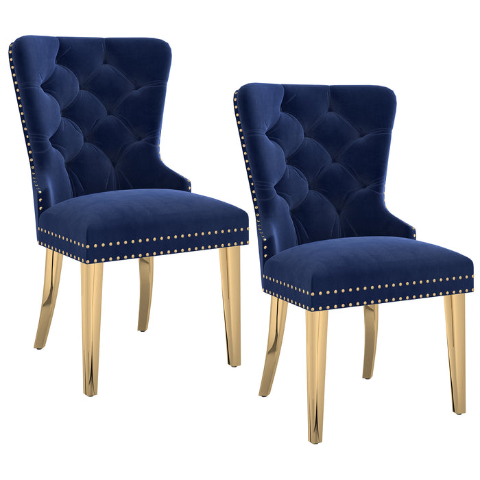 Worldwide Home Furnishings Mizal-Side Chair-Navy Side Chair, Set Of 2 202-629NAV