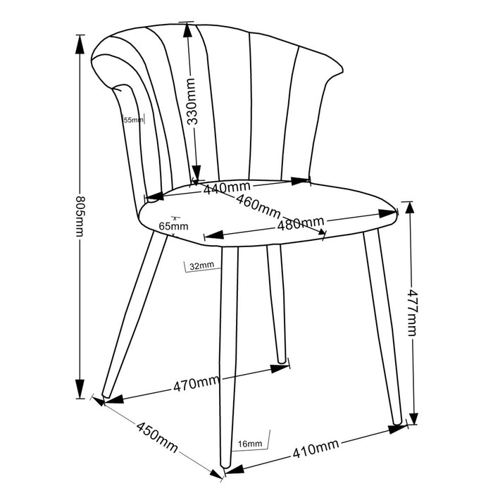 Worldwide Home Furnishings Orchid-Side Chair-Grey/Silver Side Chair, Set Of 2 202-651GY_CH