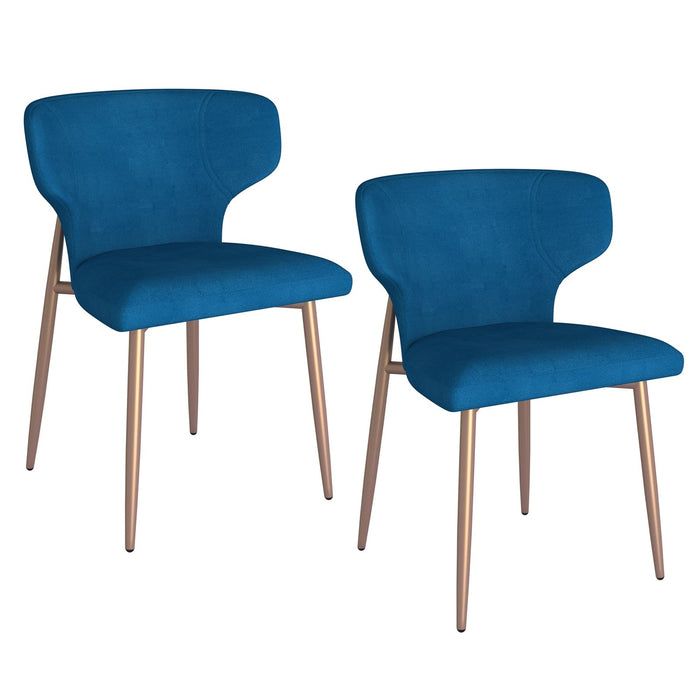 Worldwide Home Furnishings Akira-Side Chair-Blue Side Chair, Set Of 2 202-673BLU