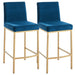 Worldwide Home Furnishings Diego-26" Counter Stool-Blue/Aged Gold 26" Counter Stool, Set Of 2 203-101BLU/GL