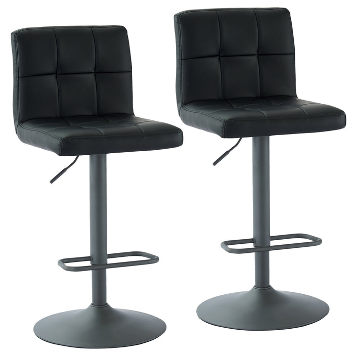 Worldwide Home Furnishings Fusion-Air Lift Stool-Black Adjustable Air-Lift Stool, Set Of 2 203-336BLK