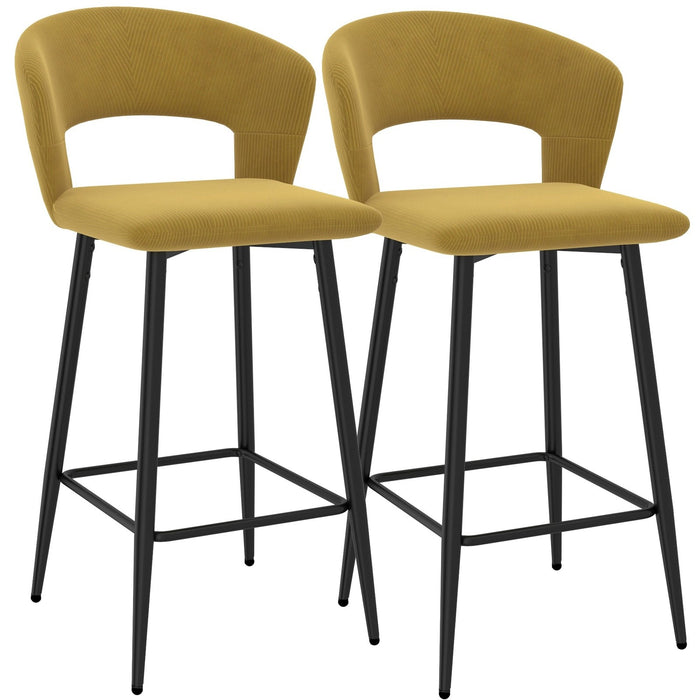 Worldwide Home Furnishings Camille-26'' Counter Stool-Mustard 26" Counter Stool, Set Of 2 203-532MUS