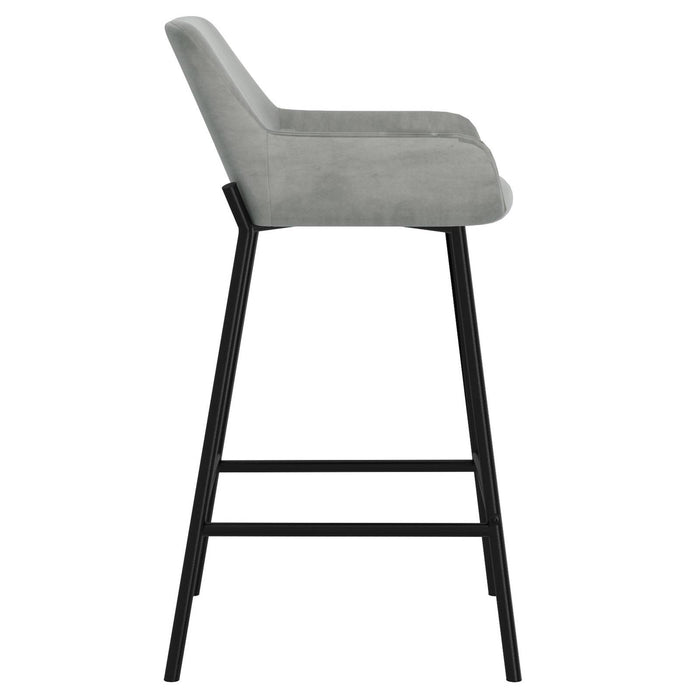 Worldwide Home Furnishings Baily-26'' Counter Stool-Grey Velvet 26" Counter Stool, Velvet, Set Of 2 203-541GRY