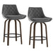 Worldwide Home Furnishings Kenzo-26'' Counter Stool Velvet-Grey 26" Stool W/Swivel, Velvet, Set Of 2 203-544GY