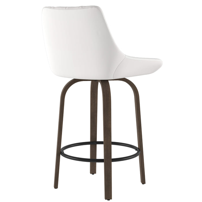 Worldwide Home Furnishings Kenzo-26'' Counter Stool Pu-White 26" Stool W/Swivel, Pu, Set Of 2 203-544WT