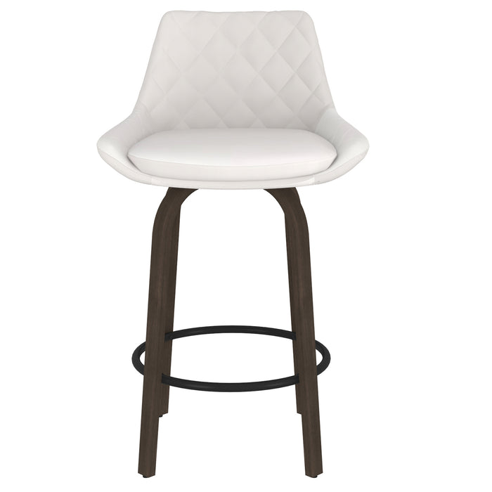 Worldwide Home Furnishings Kenzo-26'' Counter Stool Pu-White 26" Stool W/Swivel, Pu, Set Of 2 203-544WT