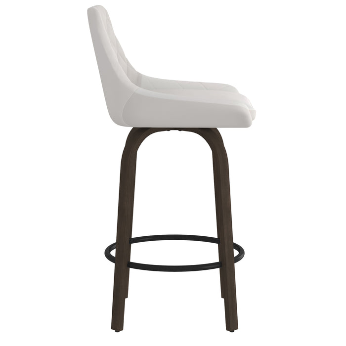 Worldwide Home Furnishings Kenzo-26'' Counter Stool Pu-White 26" Stool W/Swivel, Pu, Set Of 2 203-544WT