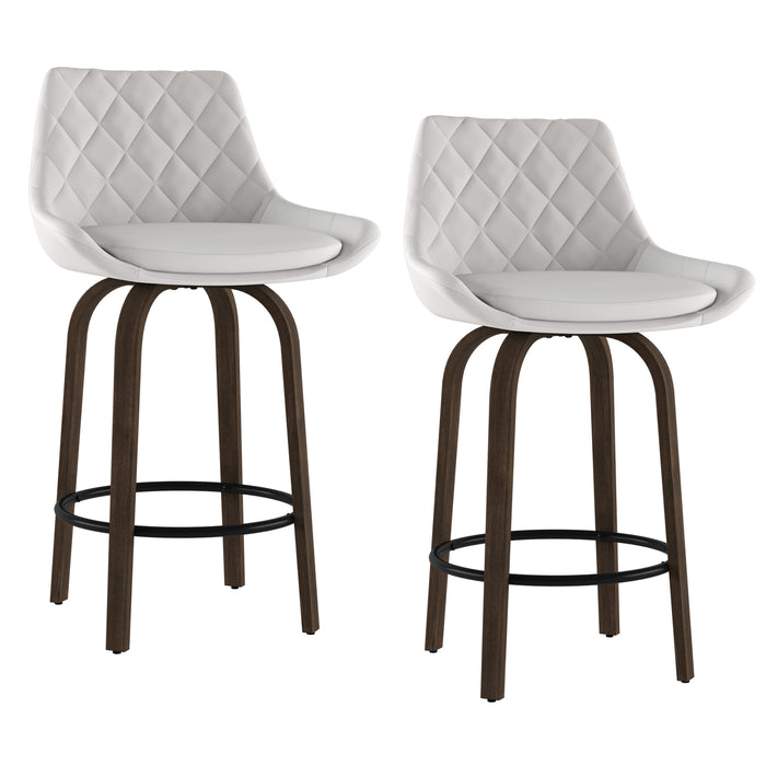 Worldwide Home Furnishings Kenzo-26'' Counter Stool Pu-White 26" Stool W/Swivel, Pu, Set Of 2 203-544WT