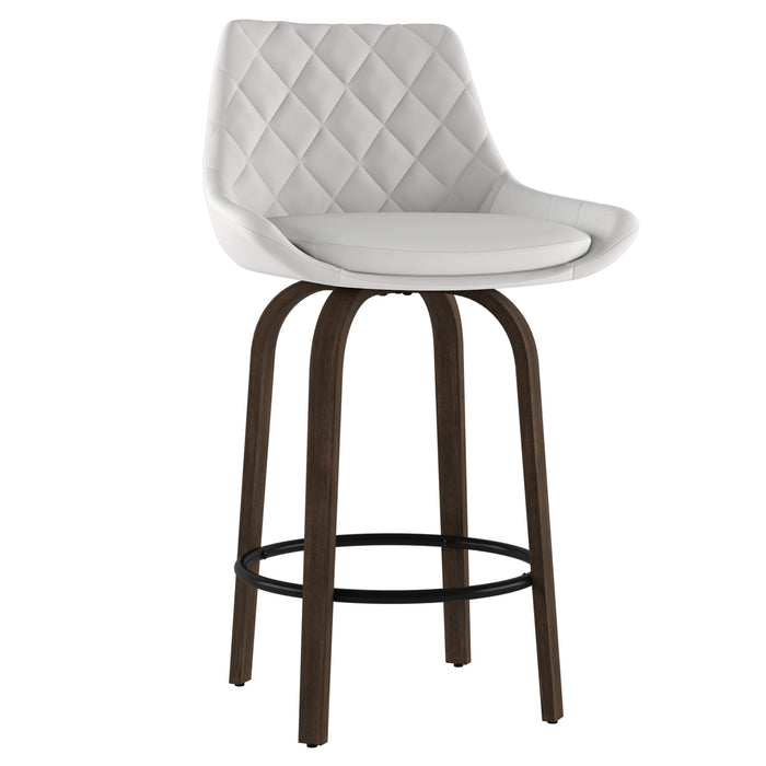 Worldwide Home Furnishings Kenzo-26'' Counter Stool Pu-White 26" Stool W/Swivel, Pu, Set Of 2 203-544WT
