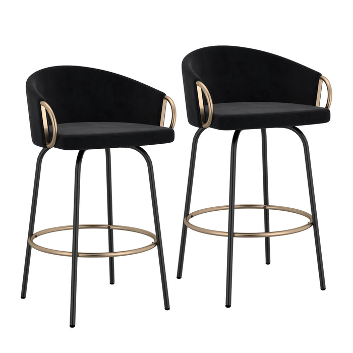 Worldwide Home Furnishings Lavo-26'' Counter Stool-Black 26" Counter Stool W/Swivel, Set Of 2 203-560BLK