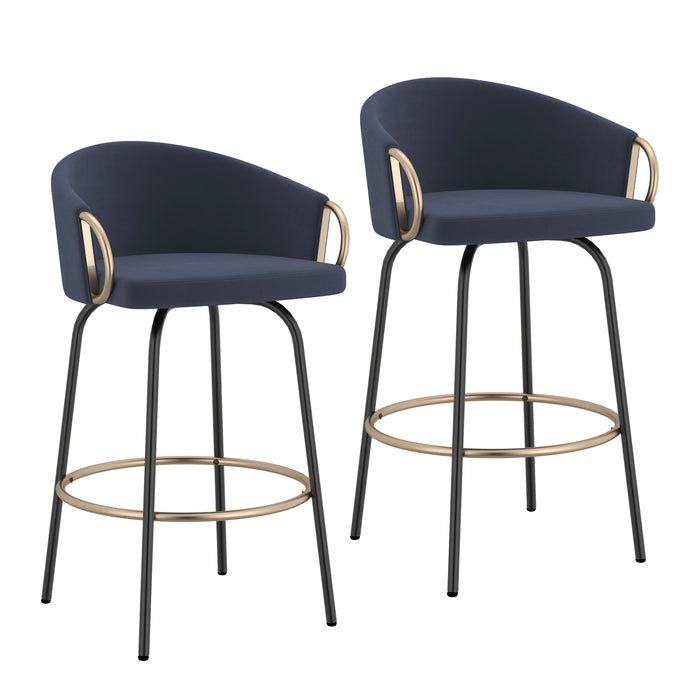 Worldwide Home Furnishings Lavo-26'' Counter Stool-Blue 26" Counter Stool W/Swivel, Set Of 2 203-560BLU