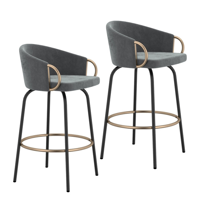 Worldwide Home Furnishings Lavo-26'' Counter Stool-Grey 26" Counter Stool W/Swivel, Set Of 2 203-560GY