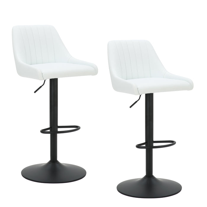 Worldwide Home Furnishings Kron-Air Lift Stool Pu-White Air-Lift Stool, Faux Leather, Set Of 2 203-574PUWT