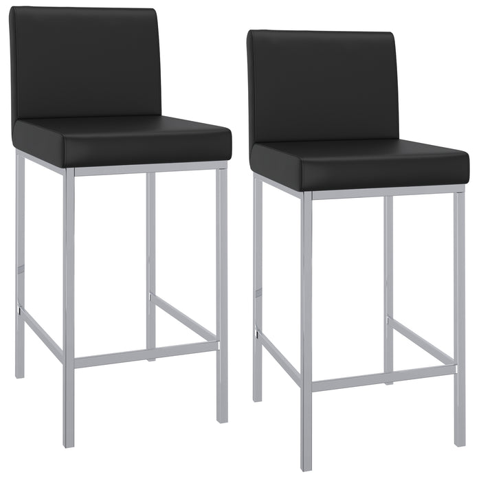 Worldwide Home Furnishings Porto-26" Counter Stool-Black 26" Counter Stool, Set Of 2 203-576BK