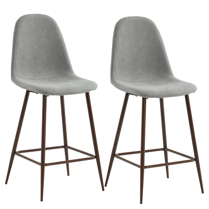 Worldwide Home Furnishings Onio-26'' Counter Stool-Grey/Walnut Leg 26" Counter Stool, Set Of 2 203-616WL/GY
