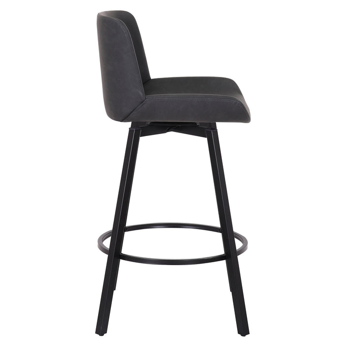 Worldwide Home Furnishings Fern-26'' Counter Stool Pu-Charcoal 26" Counter Stool W/Swivel, Set Of 2 203-666PUCH