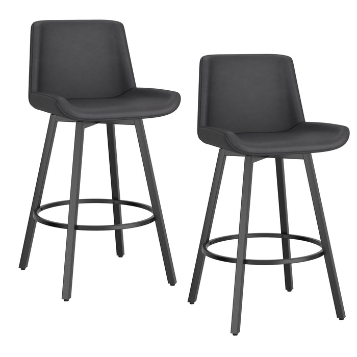 Worldwide Home Furnishings Fern-26'' Counter Stool Pu-Charcoal 26" Counter Stool W/Swivel, Set Of 2 203-666PUCH