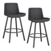 Worldwide Home Furnishings Fern-26'' Counter Stool Pu-Charcoal 26" Counter Stool W/Swivel, Set Of 2 203-666PUCH