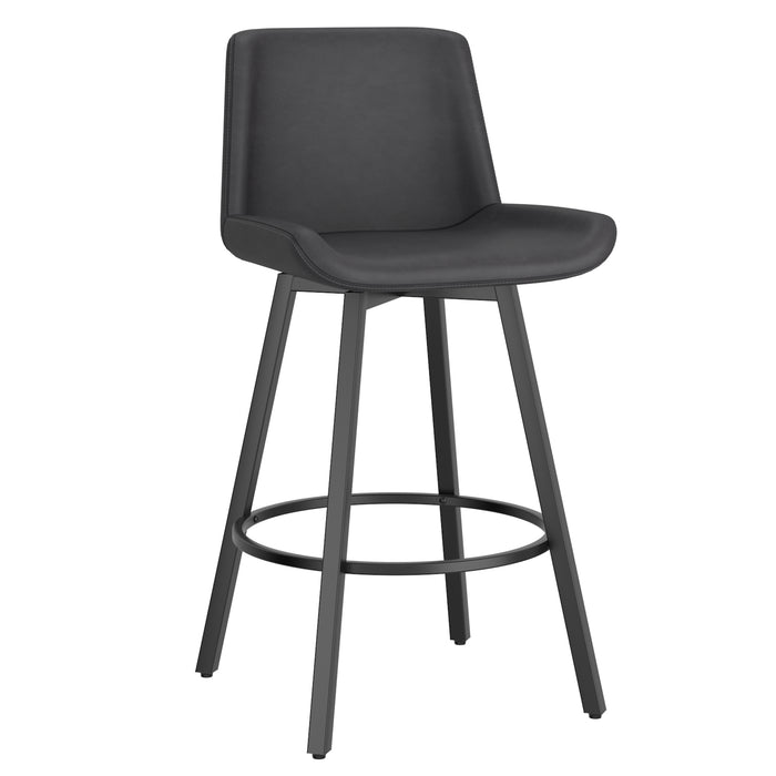 Worldwide Home Furnishings Fern-26'' Counter Stool Pu-Charcoal 26" Counter Stool W/Swivel, Set Of 2 203-666PUCH