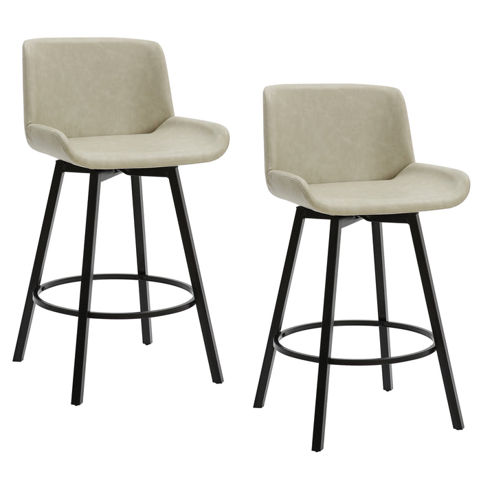 Worldwide Home Furnishings Fern-26'' Counter Stool Pu-Ivory 26" Counter Stool W/Swivel, Set Of 2 203-666PUIV