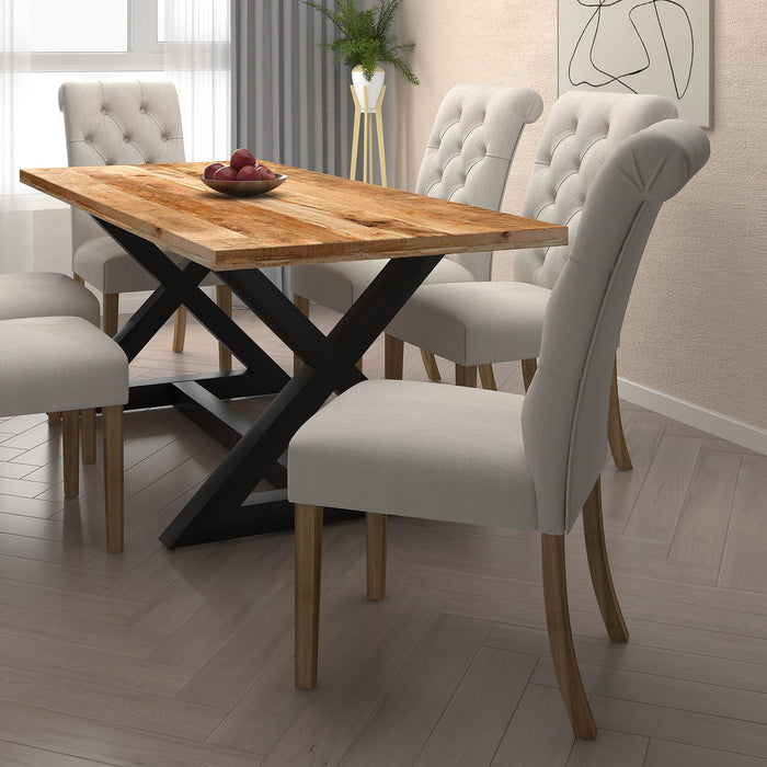 Worldwide Home Furnishings Zax Nat_Melia Bg-7pc Dining Set 7pc Dining Set 207-147NATBK_968BG