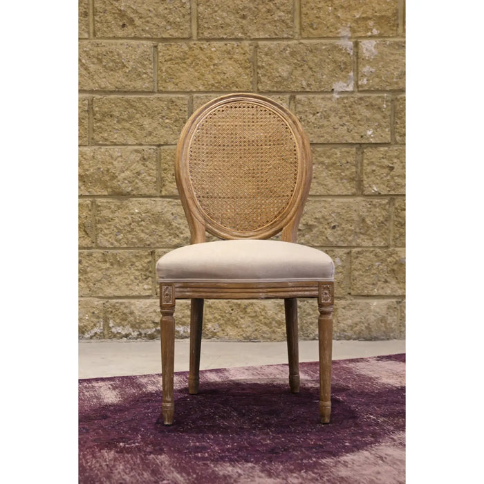 LH Imports Napoleon Dining Chair w/ Cane Back - Antique Linen SDC15-020